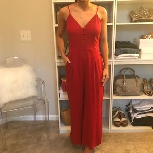 Red cropped jumpsuit!